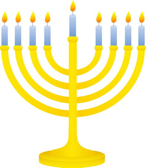 golden menorah  lit candles  clip art