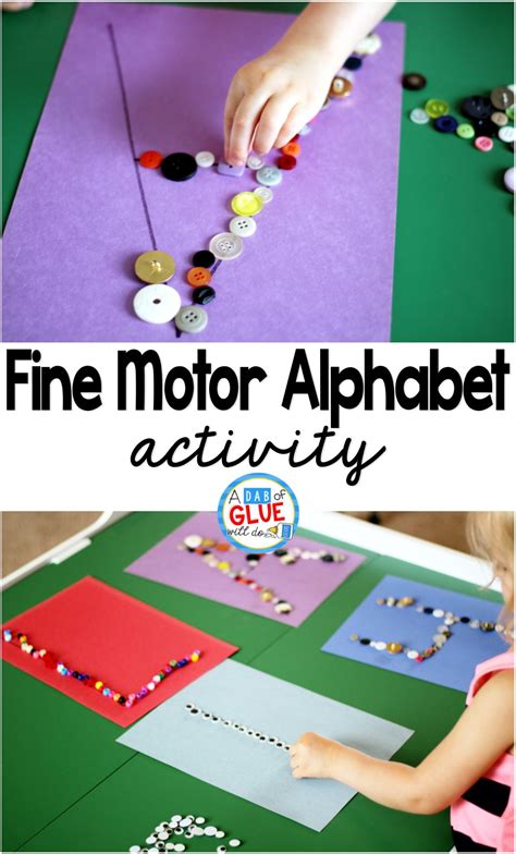 fine motor skills alphabet activity  dab  glue