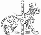 Steampunk Coloring Pages Carousel Tiger Printable Getcolorings Dragon Color Animal Adults Drawing Choose Board Urban Threads sketch template