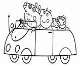 Peppa Pig Coloring Family Pages Printable Print Ride Going Friends Size sketch template