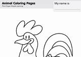 Rooster Farm Animals Coloring Simple Super Songs Song sketch template
