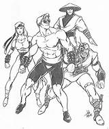 Mortal Kombat Raiden Scorpion Kano Personagens Sonya Jogo Sketch sketch template