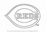 Reds Cincinnati Logo Step Drawing Draw Drawingtutorials101 Mlb sketch template