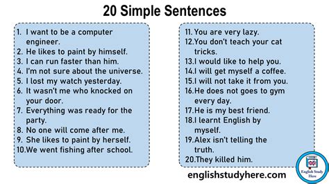 examples  simple sentences