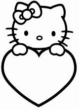 Kitty Hello Coloring Pages Valentine Valentines Heart Printable Kids Silhouette Drawing Cartoon Colouring Para Coat Color Print Sheets Dibujos Imprimir sketch template