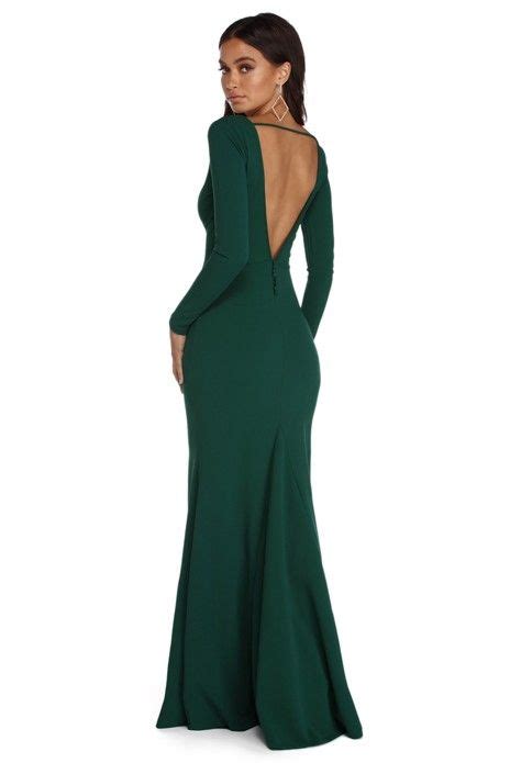 evelyn formal button crepe dress long sleeve dress formal green formal dresses hunter green