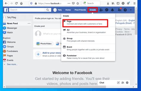 create  business facebook page   personal account