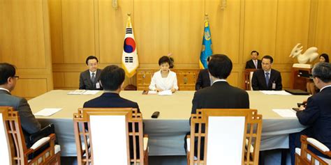 republic of korea president park geun hye center presides over a security meeting at the