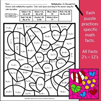 valentines day math coloring pages multiplication   spot  curriculum