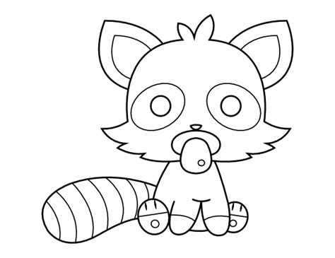 printable baby raccoon coloring page