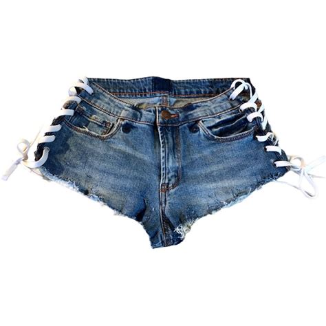Strip By Evie Stripper Lace Up Denim Jeans Shorts Distressed Etsy