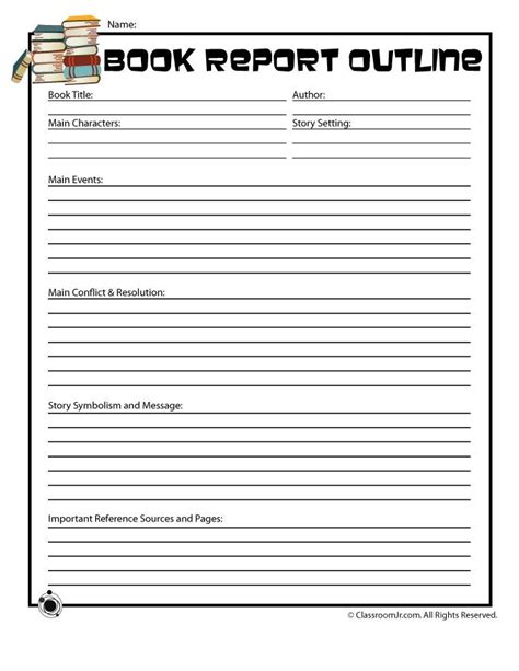 printable book report forms book report outline form  older readers