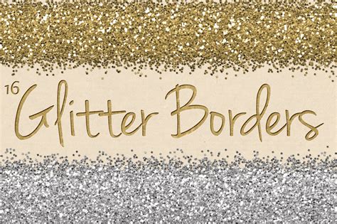 digital glitter borders clipart pack objects  creative market