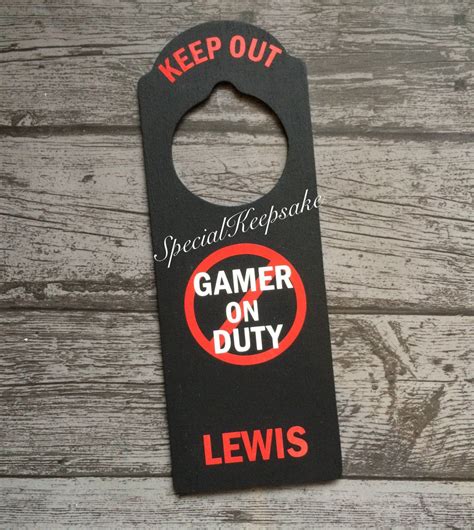 personalised angry gamer on duty door hanger sign novelty t etsy