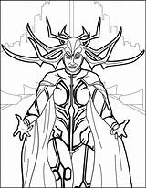 Ragnarok Hela Coloring Pages Printable Color Evil Thor Comic Marvel Print Books Movie Kids Hellokids sketch template