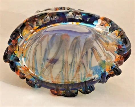 Large Murano Oceanos Abstract Multi Color Art Glass Vase