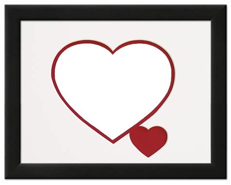 heart love picture frame black wood frame  heart shaped double mat   photo wood