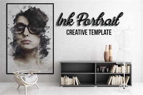 ink portrait creative template  creativesuppliesco thehungryjpeg