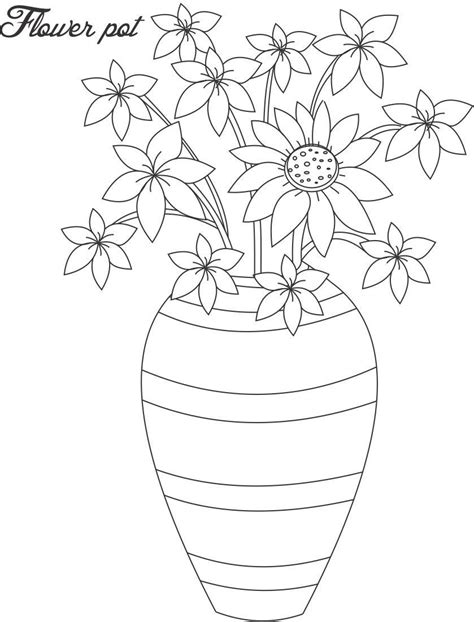 flower   pot coloring page  getdrawings