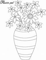 Pot Flower Coloring Flowers Vase Pages Drawing Printable Plant Drawings Pots Vases Flowerpot Colour Sheet Roses Simple Getdrawings Painting Print sketch template