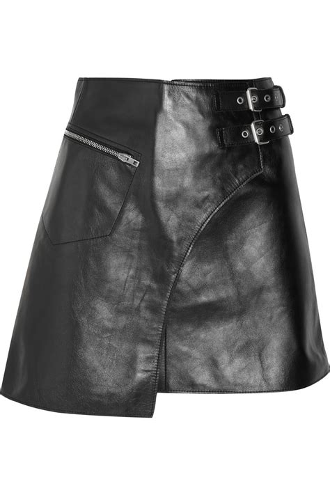 joseph frank leather kilt style mini skirt in black lyst