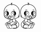 Twin Babies Coloring Coloringcrew sketch template