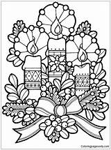 Christmas Candles Pages Coloring Color Flowers Decoration Online Coloringpagesonly sketch template
