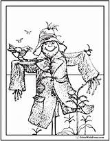 Coloring Pages Scarecrow Halloween Adult Printable Harvest Crow Corn Crop Pdf Scarecrows Advanced Colorwithfuzzy Patriotic sketch template