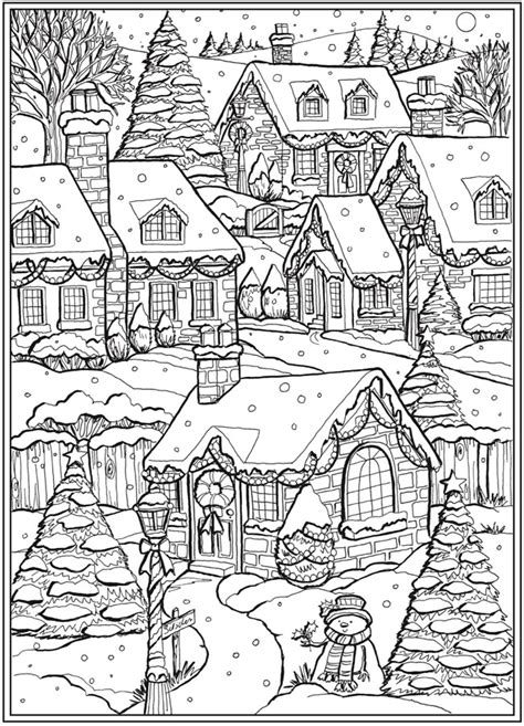 winter village coloring pages coloring pages
