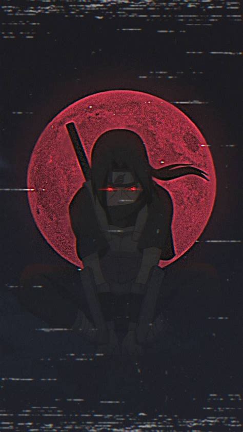 silhouette   person   knife  front   red moon  black background