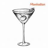 Manhattan Cocktails Alcoholic sketch template