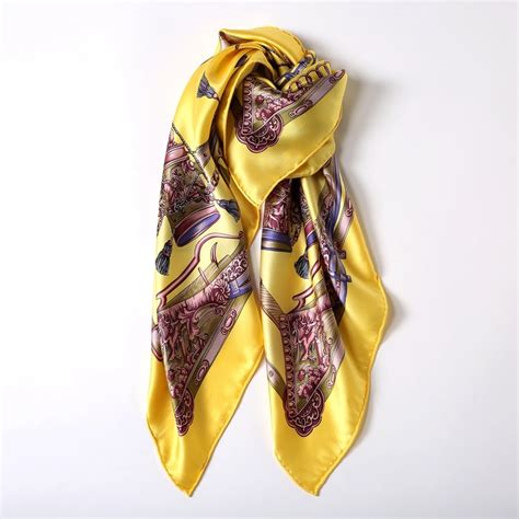 satin silk scarf women large square silk scarfs wrap shawl luxury