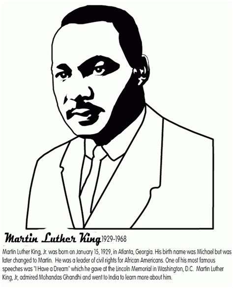 martin luther king jr kids coloring page coloring pages