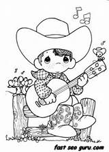 Moments Precious Cowboy Coloring Pages Guitar Boy Playing Printable Para Colorear Drawings Print Color Dessin Country Girls Fastseoguru Kids Book sketch template
