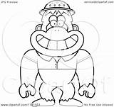Bigfoot Cartoon Sasquatch Explorer Clipart Outlined Coloring Vector Thoman Cory Royalty sketch template