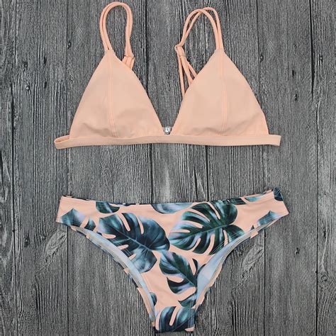 Sexy 2018 Summer Women Floral Printed Micro Bikini Set Bandage Swimwear
