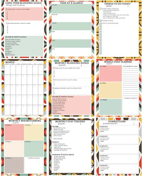 printable    planner pages printable templates