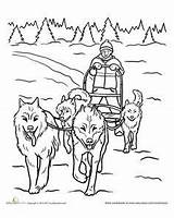 Coloring Dog Sled Pages Dogs Worksheets Sledding Education Color Adult Team Teamwork Sheets Snow Pattern Musher Winter Colouring Animal Husky sketch template