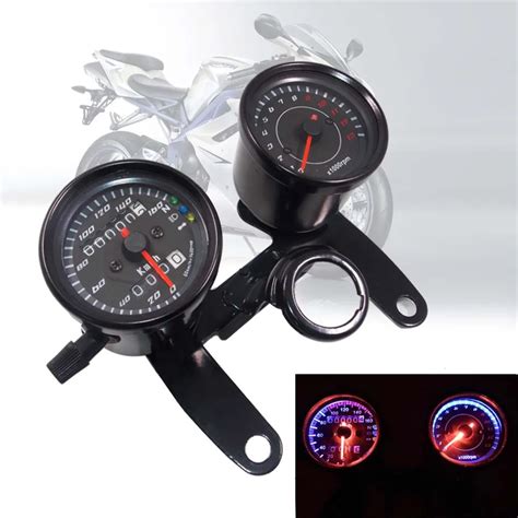 universal motorcycle speedometer tachometer kmh  rpm motorbike led backlight