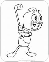 Coloring Pages Ducktales Dewey Disneyclips Golf Playing sketch template