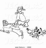 Dog Coloring Cartoon Chasing Man Vector Meter Outlined Ron Leishman Royalty sketch template