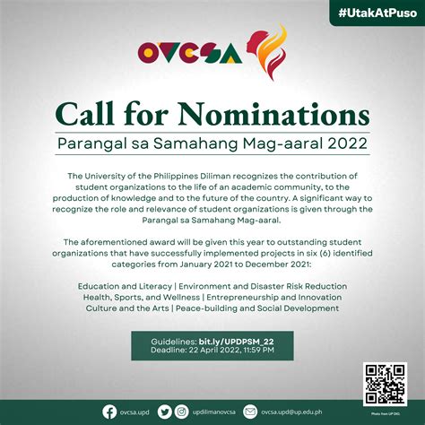 nominations  psm   open  diliman office   vice chancellor  student affairs
