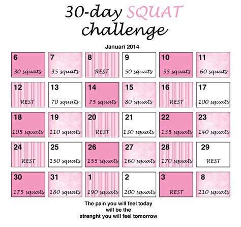 30 day easy squat challenge chart