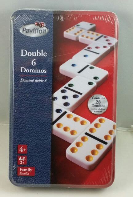 pavilion double  dominos family fun game  tin box factory sealed ebay