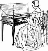 Clavichord Clipart Clip Clipground Playing Vector Woman sketch template