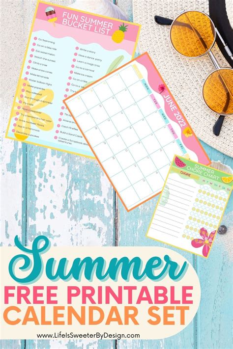 printable summer calendar  life  sweeter  design