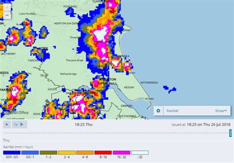thunderstorms arrive  hull  east yorkshire causing difficult driving conditions hull