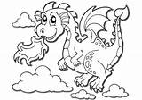 Dragon Coloring Pages Easy Preschool Cute Printable Color Adults Print Toddlers Looking sketch template