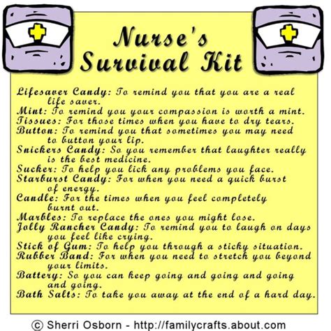 nurse survival kit  printable printable templates