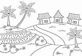 Mewarnai Pemandangan Desa Sketsa Gunung sketch template